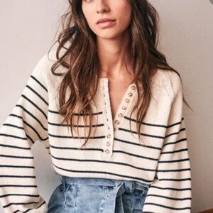 Sezane Leotine Sweater in ECRU and Marine 🆕